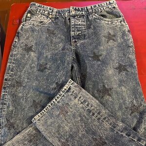 Parish nationMen's Star Patterned Blue Jeans 34x30